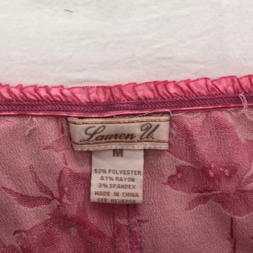 Lauren U Pink Rose Floral Hook & Eye Bustier Top - Picture 3 of 3